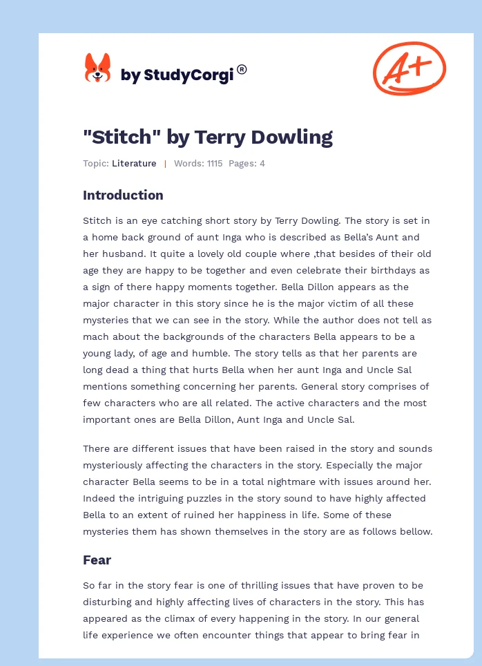 "Stitch" by Terry Dowling. Page 1
