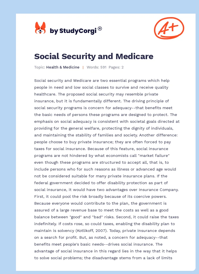 Social Security and Medicare. Page 1