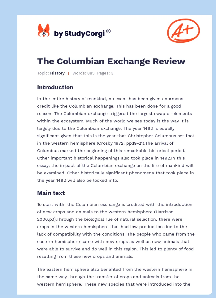 columbian exchange essay titles