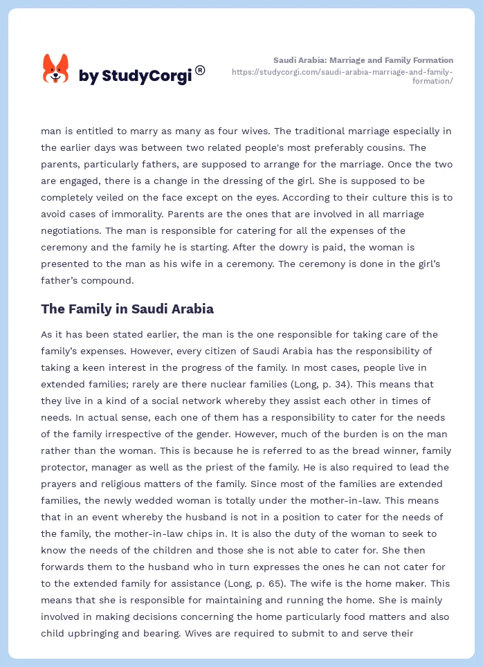 Saudi Arabia: Marriage and Family Formation. Page 2