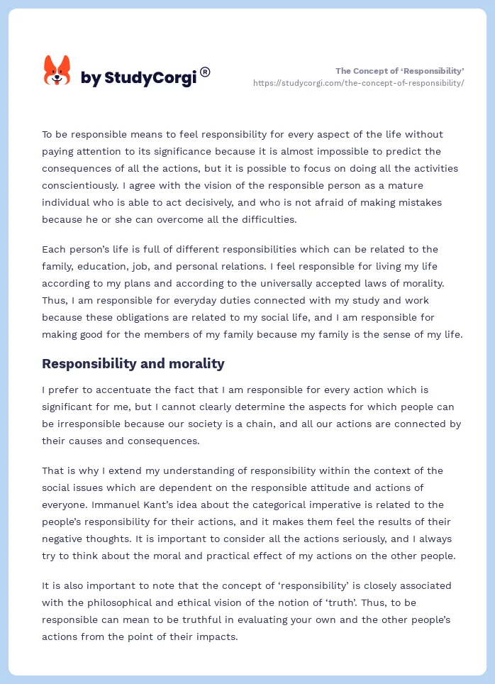 The Concept of ‘Responsibility’. Page 2