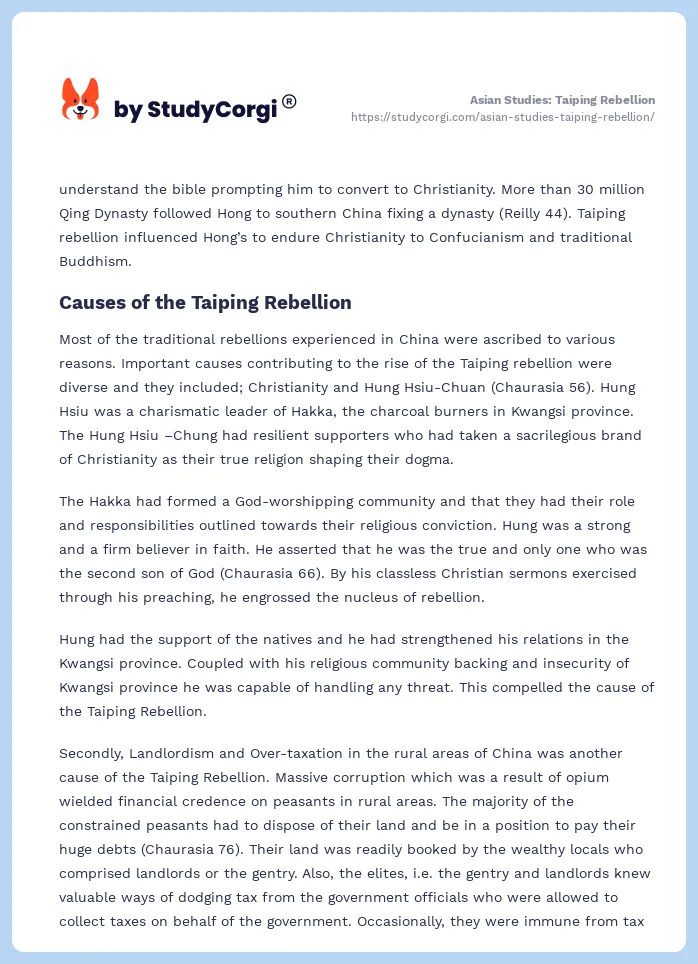 Asian Studies: Taiping Rebellion. Page 2