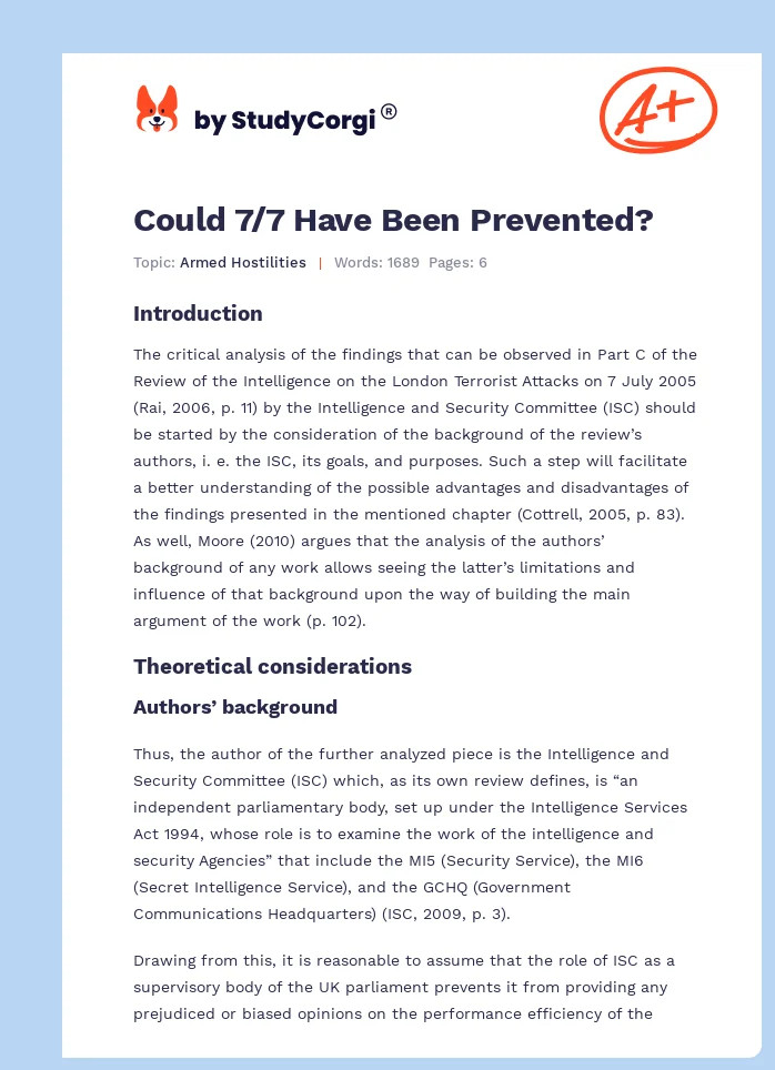 Could 7/7 Have Been Prevented?. Page 1