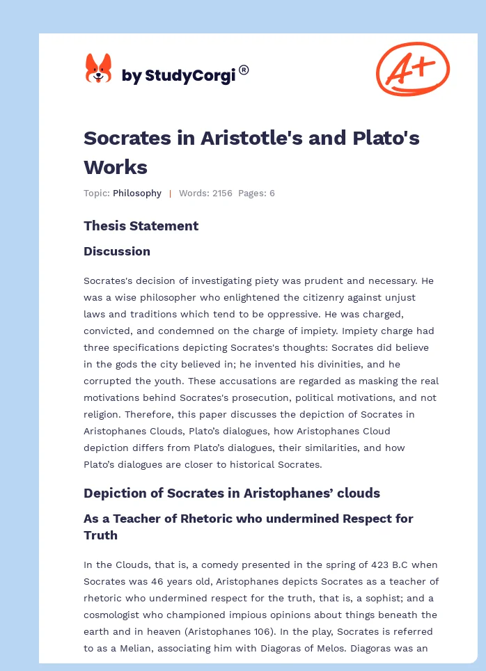 Socrates in Aristotle's and Plato's Works. Page 1