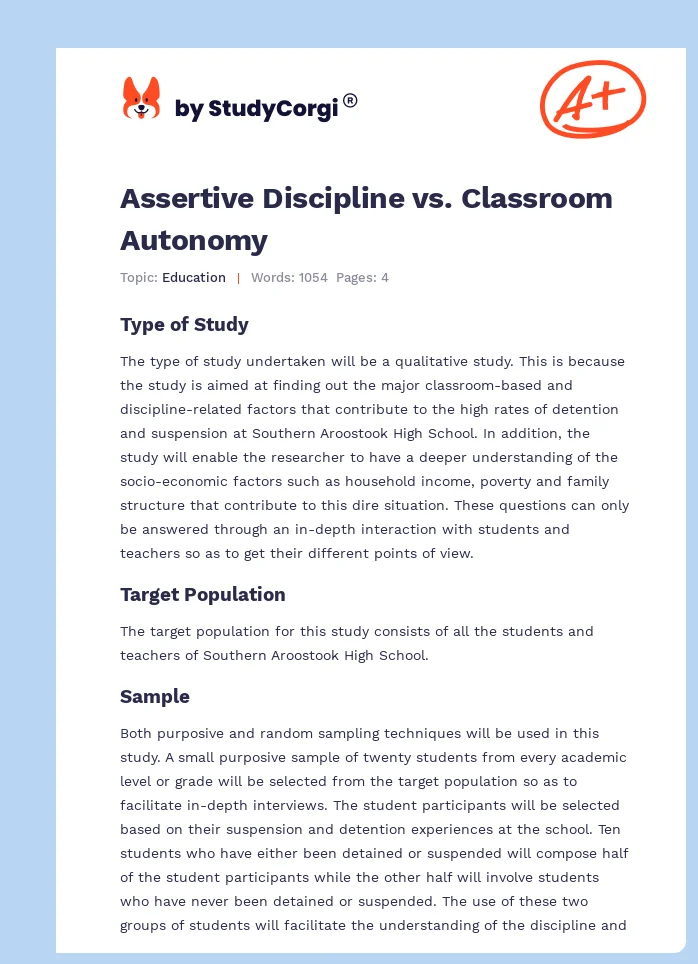 Assertive Discipline vs. Classroom Autonomy. Page 1
