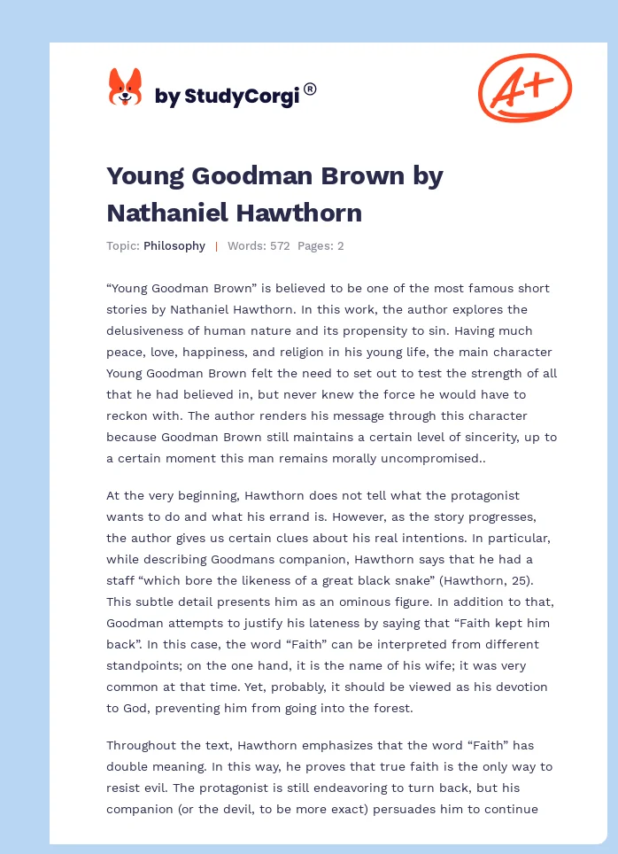 Young Goodman Brown by Nathaniel Hawthorn. Page 1