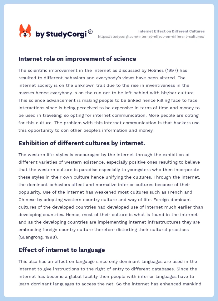Internet Effect on Different Cultures. Page 2