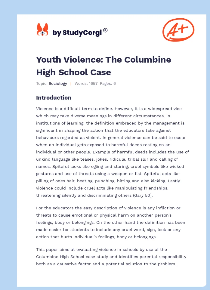 Youth Violence: The Columbine High School Case. Page 1