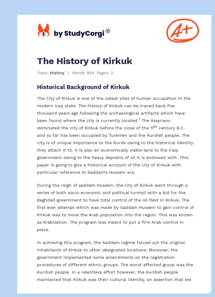 The History of Kirkuk. Page 1