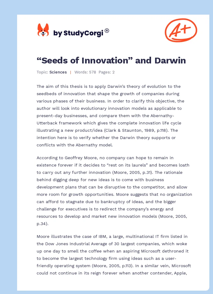 “Seeds of Innovation” and Darwin. Page 1