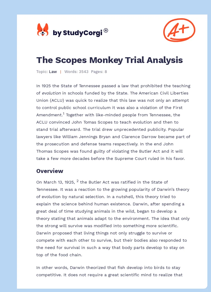 The Scopes Monkey Trial Analysis. Page 1