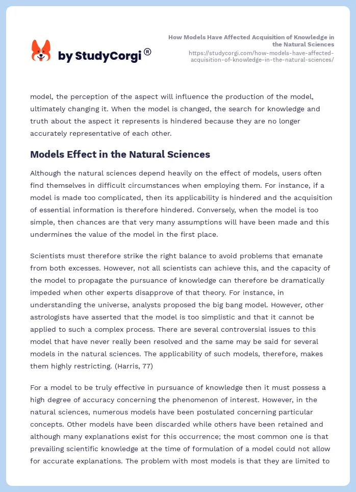 How Models Have Affected Acquisition of Knowledge in the Natural Sciences. Page 2