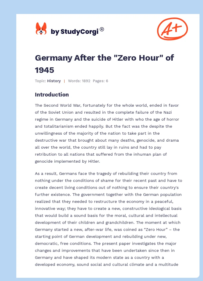 Germany After the "Zero Hour" of 1945. Page 1