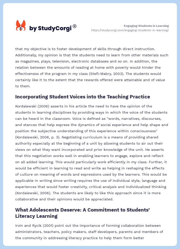 Engaging Students in Learning. Page 2