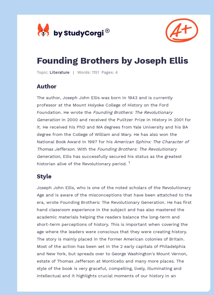 Founding Brothers by Joseph Ellis. Page 1