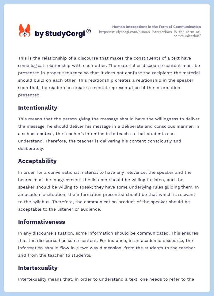 Human Interactions in the Form of Communication. Page 2
