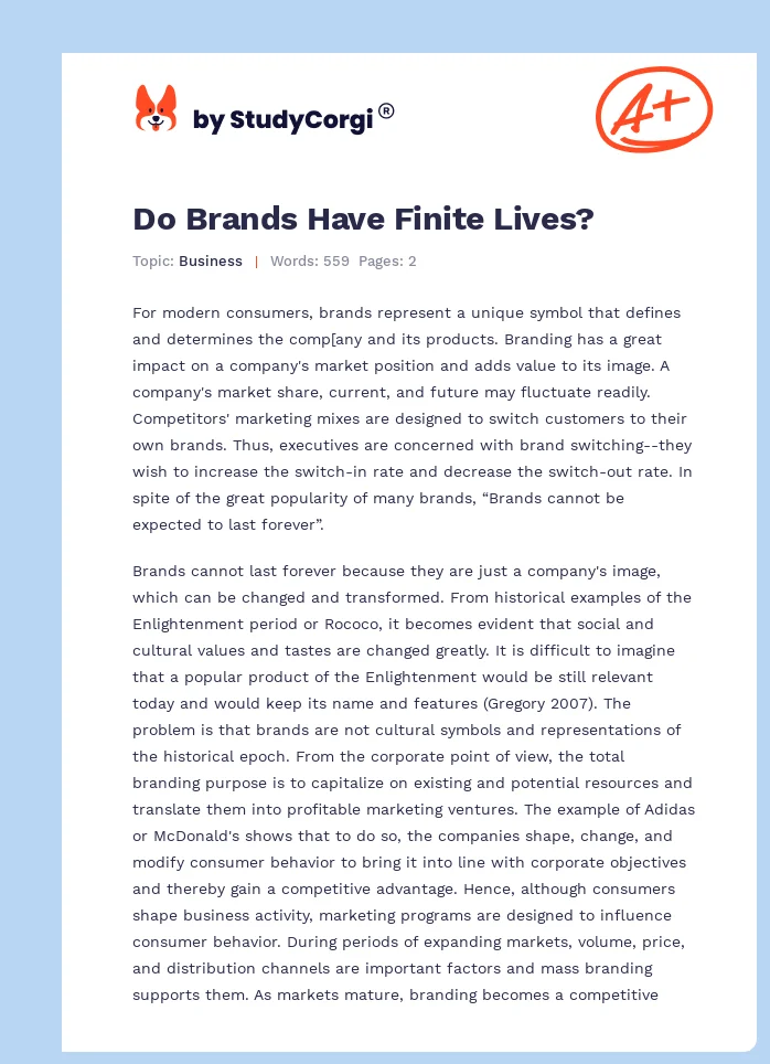 Do Brands Have Finite Lives?. Page 1