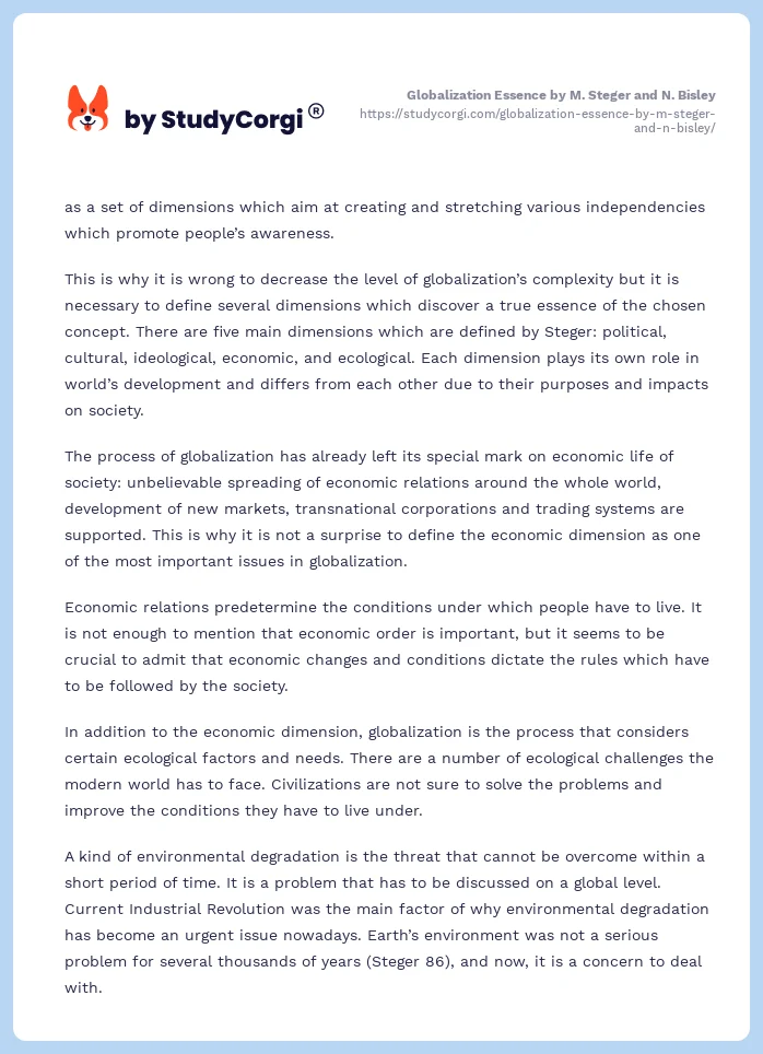 Globalization Essence by M. Steger and N. Bisley. Page 2
