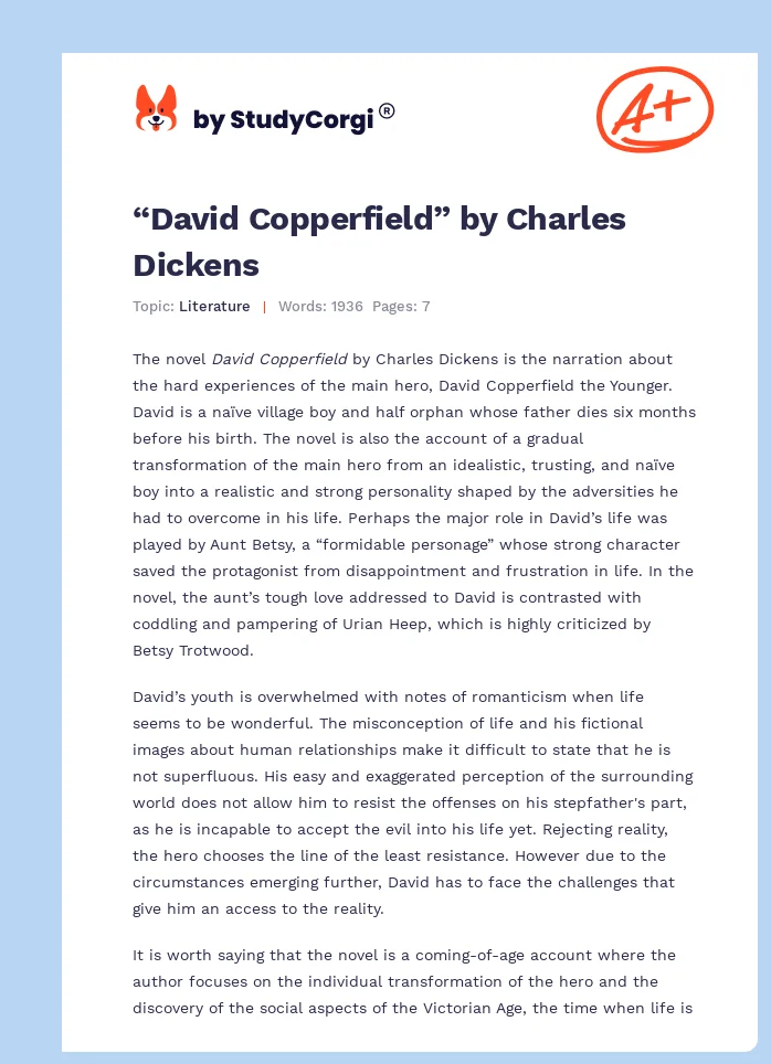 “David Copperfield” by Charles Dickens. Page 1