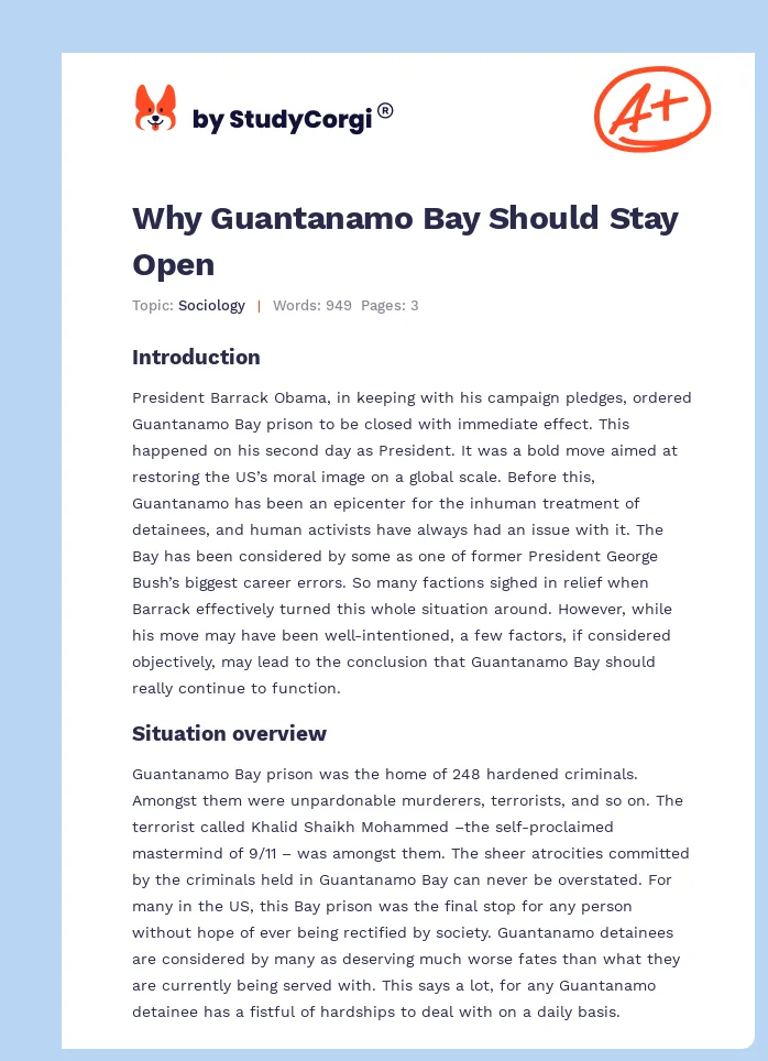 Why Guantanamo Bay Should Stay Open. Page 1