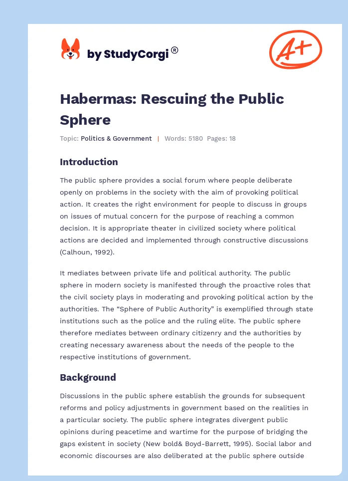Habermas: Rescuing the Public Sphere. Page 1