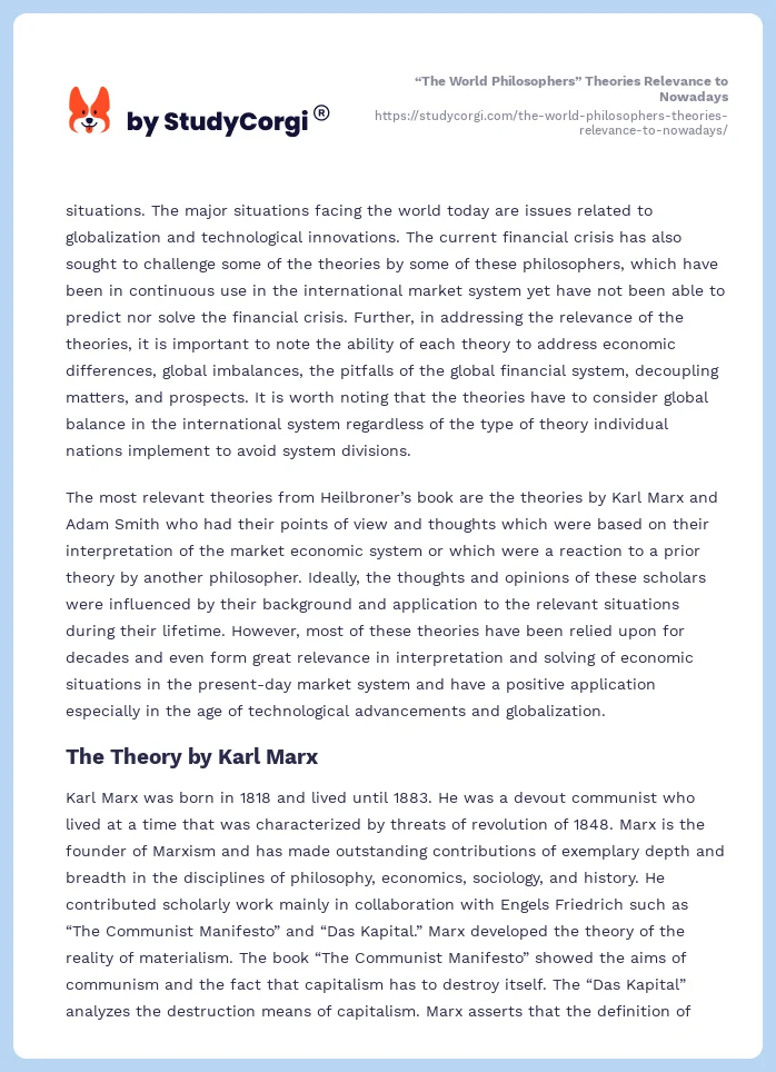“The World Philosophers” Theories Relevance to Nowadays. Page 2