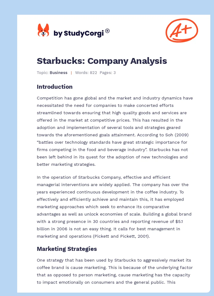 Starbucks: Company Analysis. Page 1