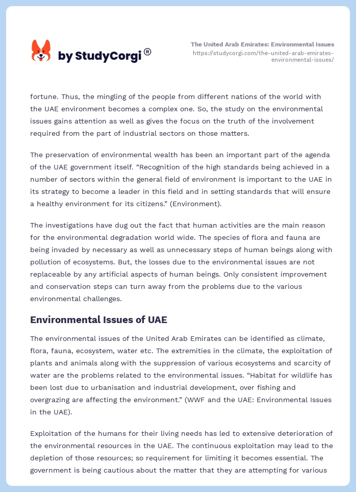 The United Arab Emirates: Environmental Issues. Page 2
