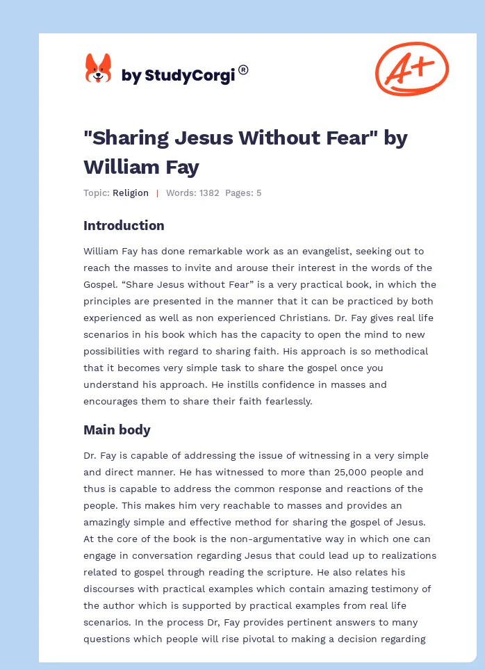 "Sharing Jesus Without Fear" by William Fay. Page 1