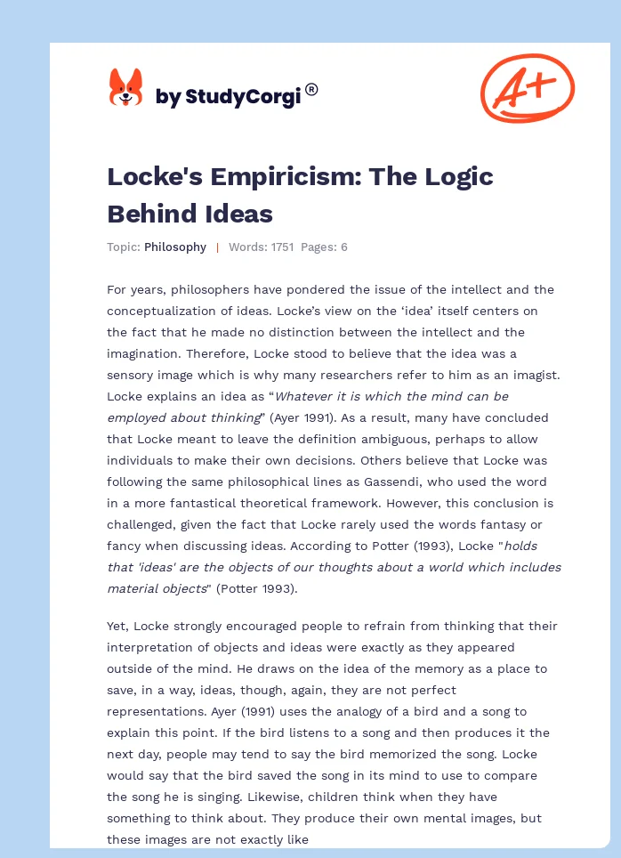 Locke's Empiricism: The Logic Behind Ideas. Page 1