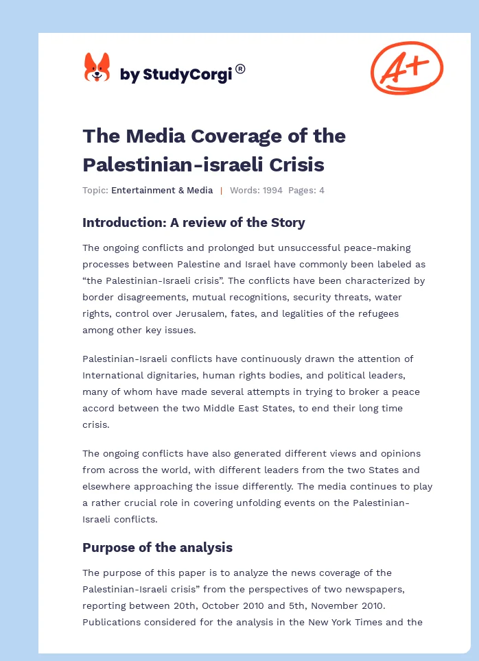 The Media Coverage of the Palestinian-israeli Crisis. Page 1