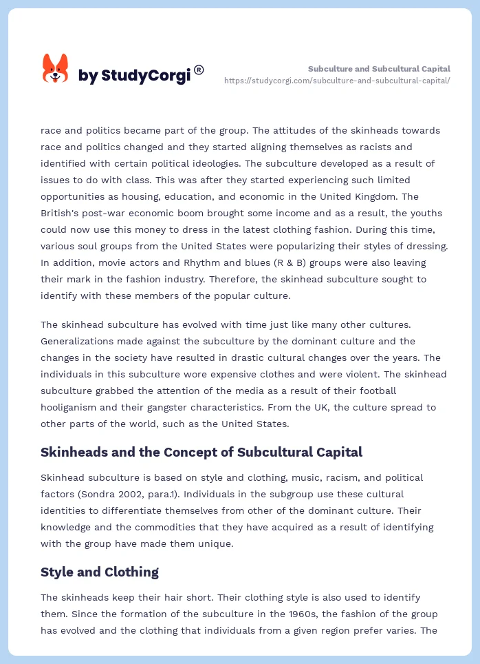 Subculture and Subcultural Capital. Page 2