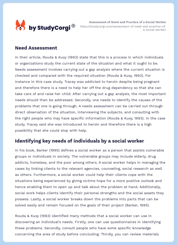 Assessment of Need and Practice of a Social Worker. Page 2
