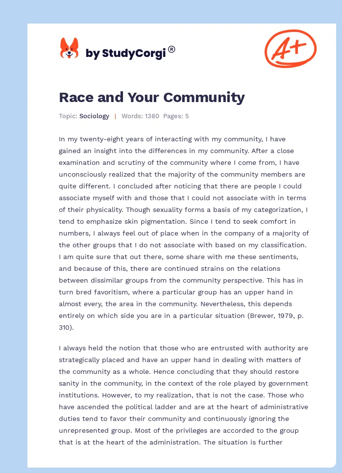 Race and Your Community. Page 1