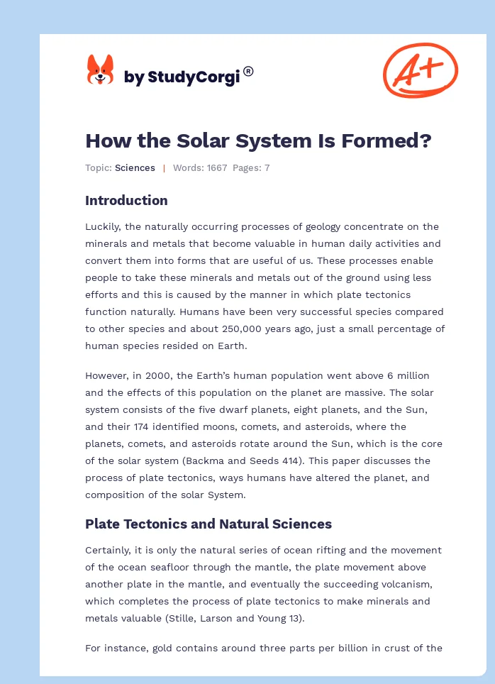 How the Solar System Is Formed?. Page 1