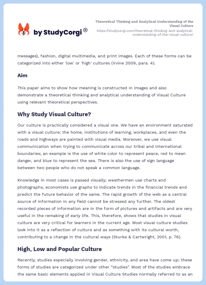 Theoretical Thinking and Analytical Understanding of the Visual Culture. Page 2