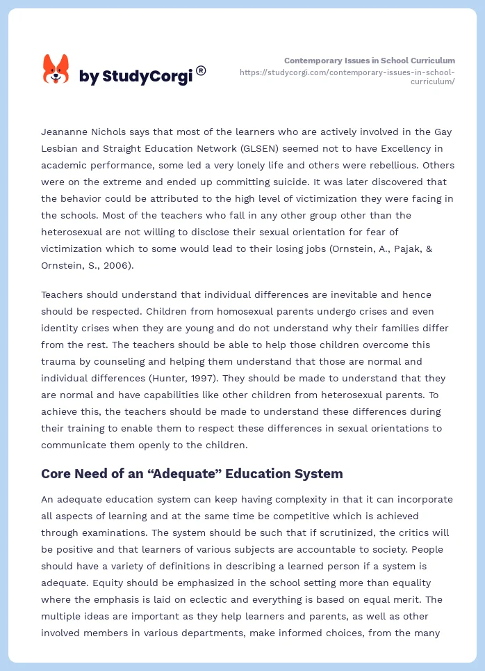 Contemporary Issues in School Curriculum. Page 2