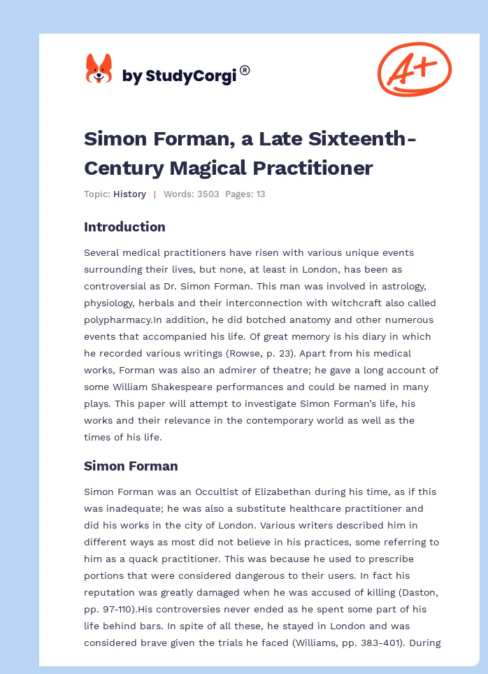 Simon Forman, a Late Sixteenth-Century Magical Practitioner. Page 1