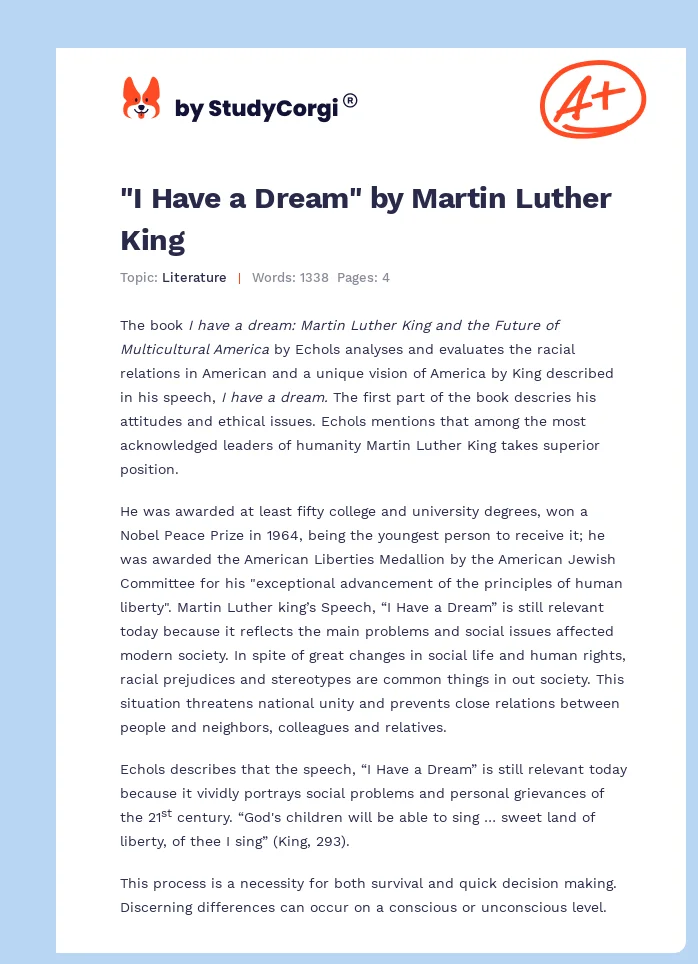 "I Have a Dream" by Martin Luther King. Page 1