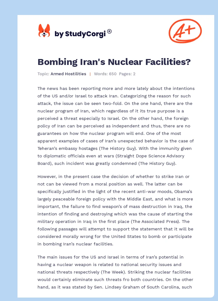 Bombing Iran's Nuclear Facilities?. Page 1