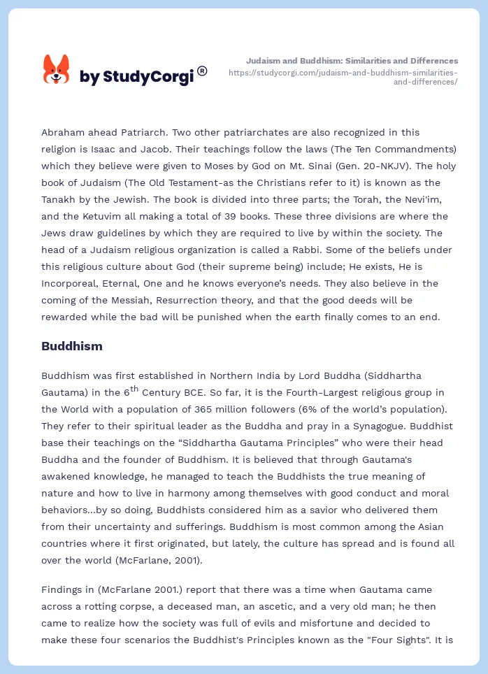 Judaism and Buddhism: Similarities and Differences. Page 2