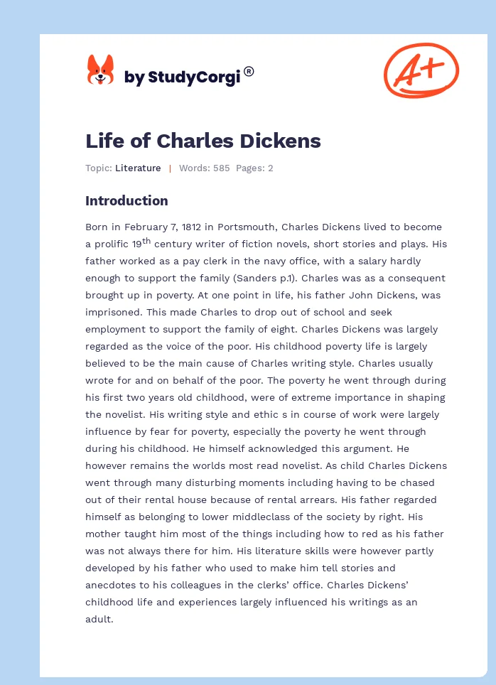 Life of Charles Dickens. Page 1