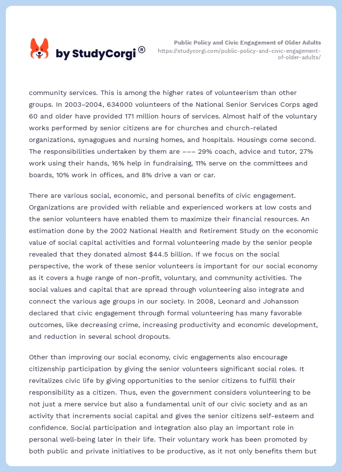Public Policy and Civic Engagement of Older Adults. Page 2