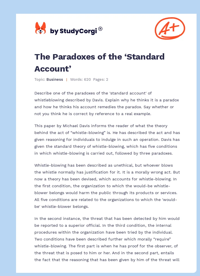 The Paradoxes of the ‘Standard Account’. Page 1