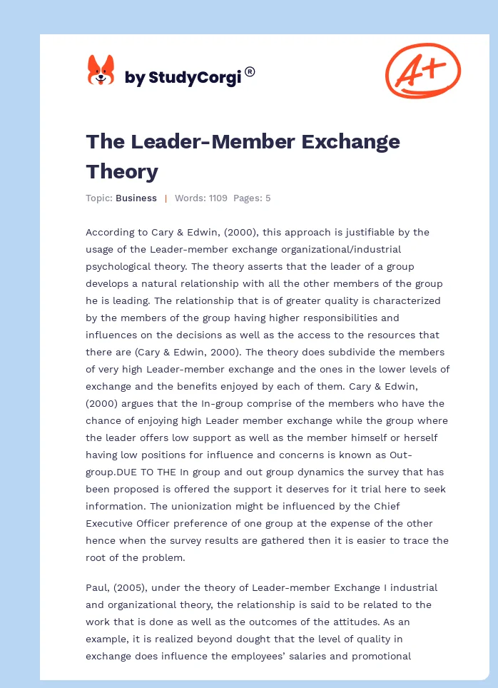 The Leader-Member Exchange Theory. Page 1