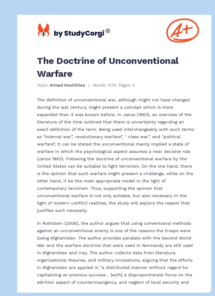 The Doctrine of Unconventional Warfare. Page 1