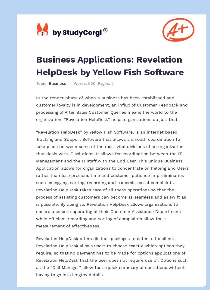 Business Applications‏: Revelation HelpDesk by Yellow Fish Software. Page 1