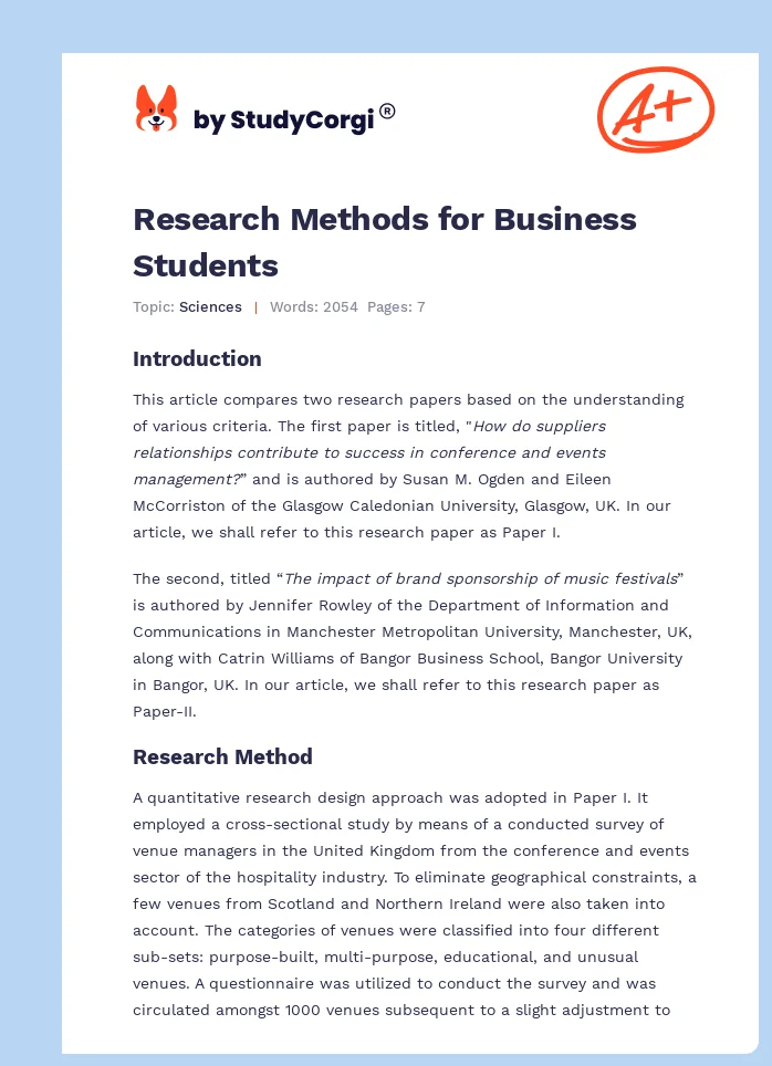 Research Methods for Business Students. Page 1