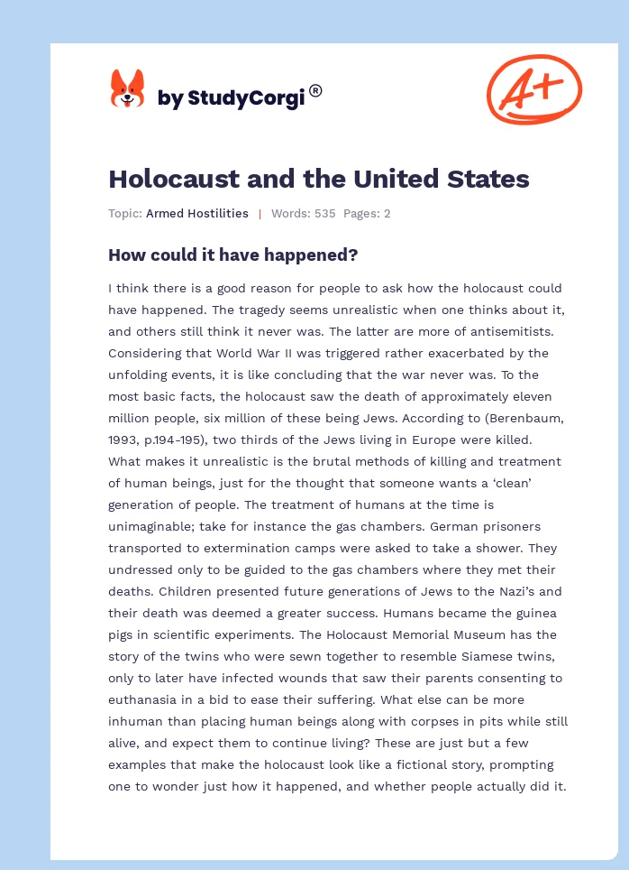 Holocaust and the United States. Page 1