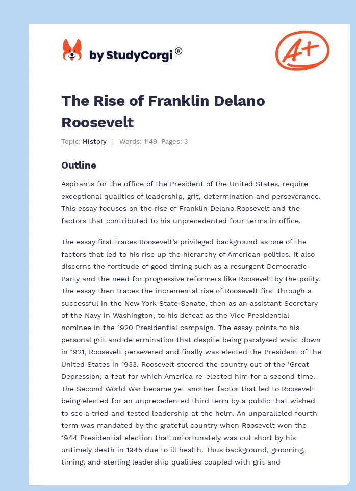 The Rise of Franklin Delano Roosevelt. Page 1